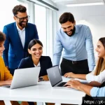 Home 23 지속가능한 성취와 직장 내 다양성 증진 - A diverse corporate team in a modern Brazilian office, featuring professionals of various ethnicitie...